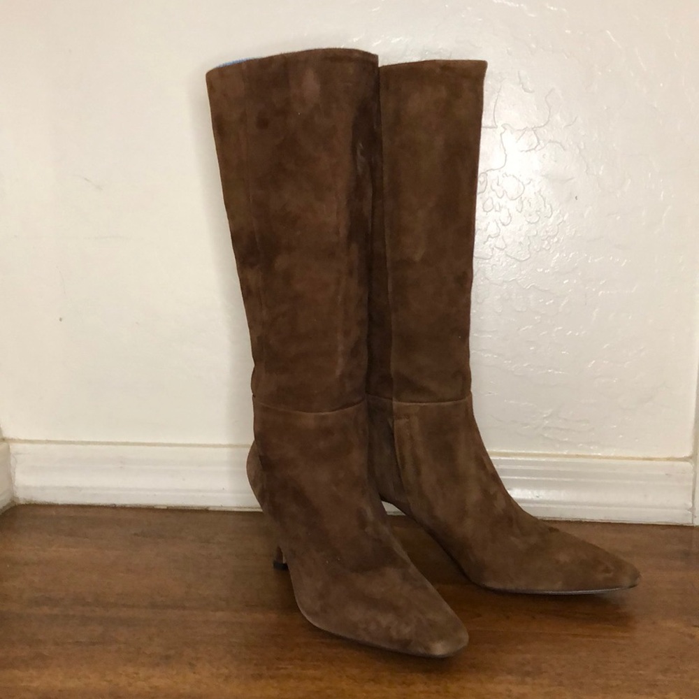 SAM EDELMAN, SAMIRA TALL KITTEN HEEL BOOT, Size 6, color: toasted coconut suede